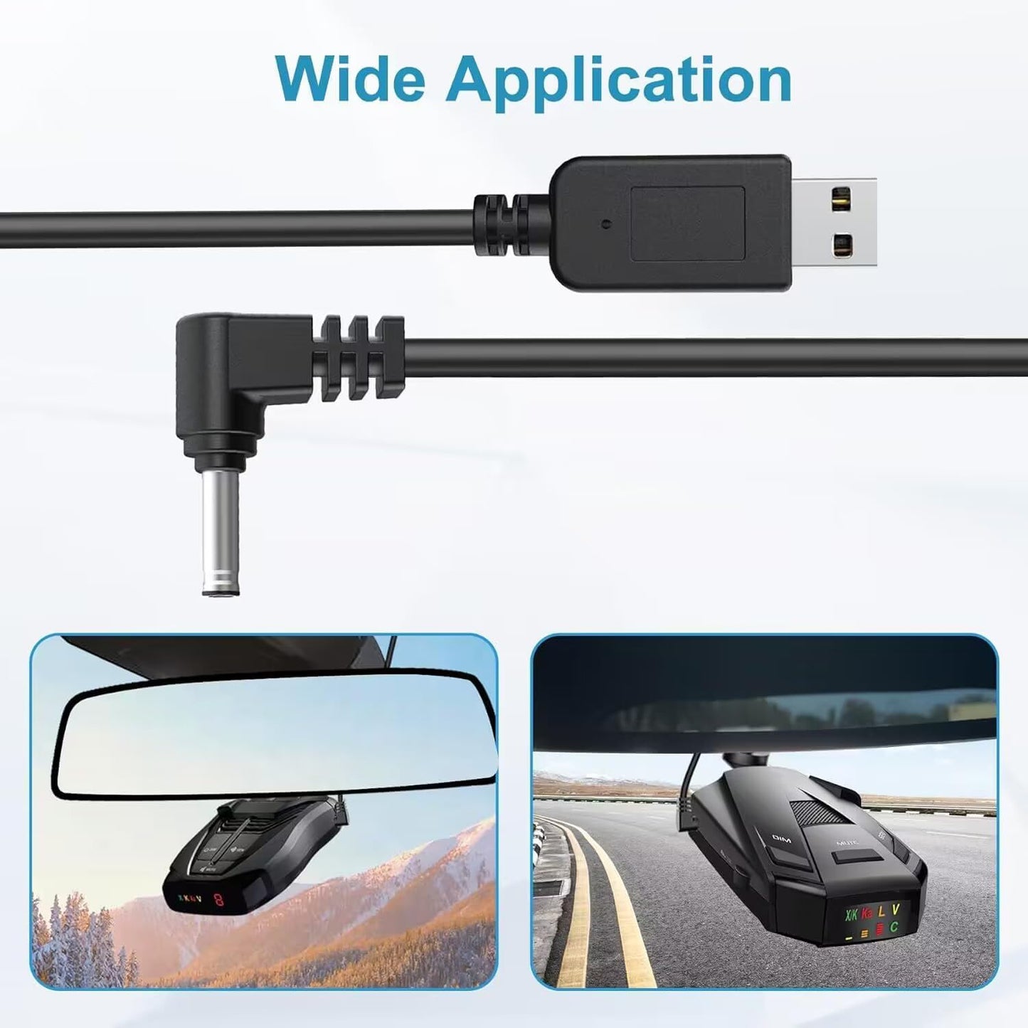 Radar Detector Cable, USB to DC3.5 Plug Cord,Replacement Radar Detectors Power Cable for Cobr RAD 350 380 450 480i Uniden DFR1 DFR3 DFR5 whistler Radenso Pro M Radar Detector (DC3.5-9.84FT)