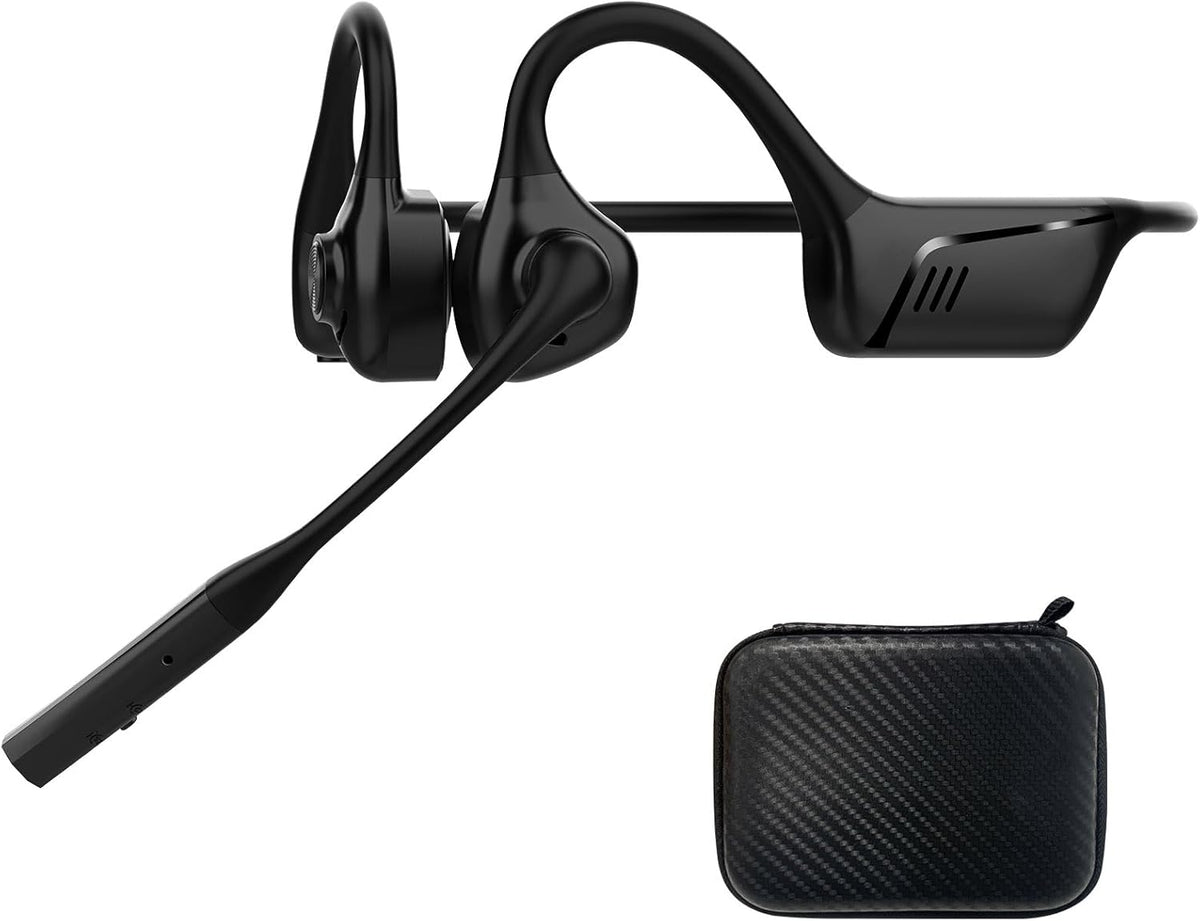 Open Ear Bluetooth Headphones with Microphone, Noise Cancelling Wireless Headset with Mute Button, Supports aptX/aptX-LL/aptX-HD, Designed for Meeting, Home Office,Driving -Not Bone Conduction(Grey)