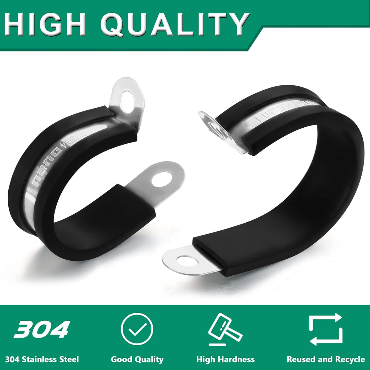 30pcs 3/16 Inch Cable Clamp,304 Stainless Steel Rubber Coated Cushioned Insulated Cable Clamps-Metal Wire Clamps,Pipe Clamps for Tube,Lines(Black,5mm)