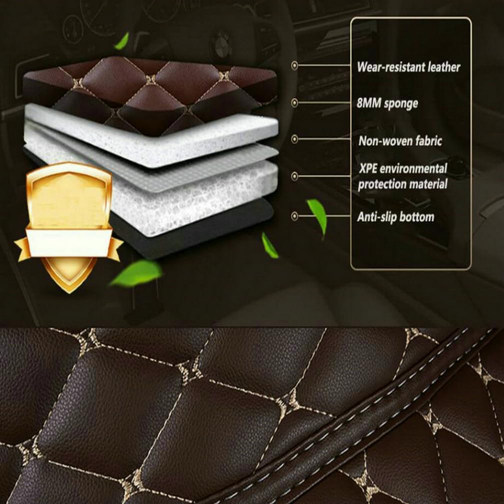 Customized Personalized Car Mats - All Weather Men's and Women's Floor mats Suitable for 99% of vehiclesPads Protection Non-Slip Leather Floor Liners (Purple and Black Beige)