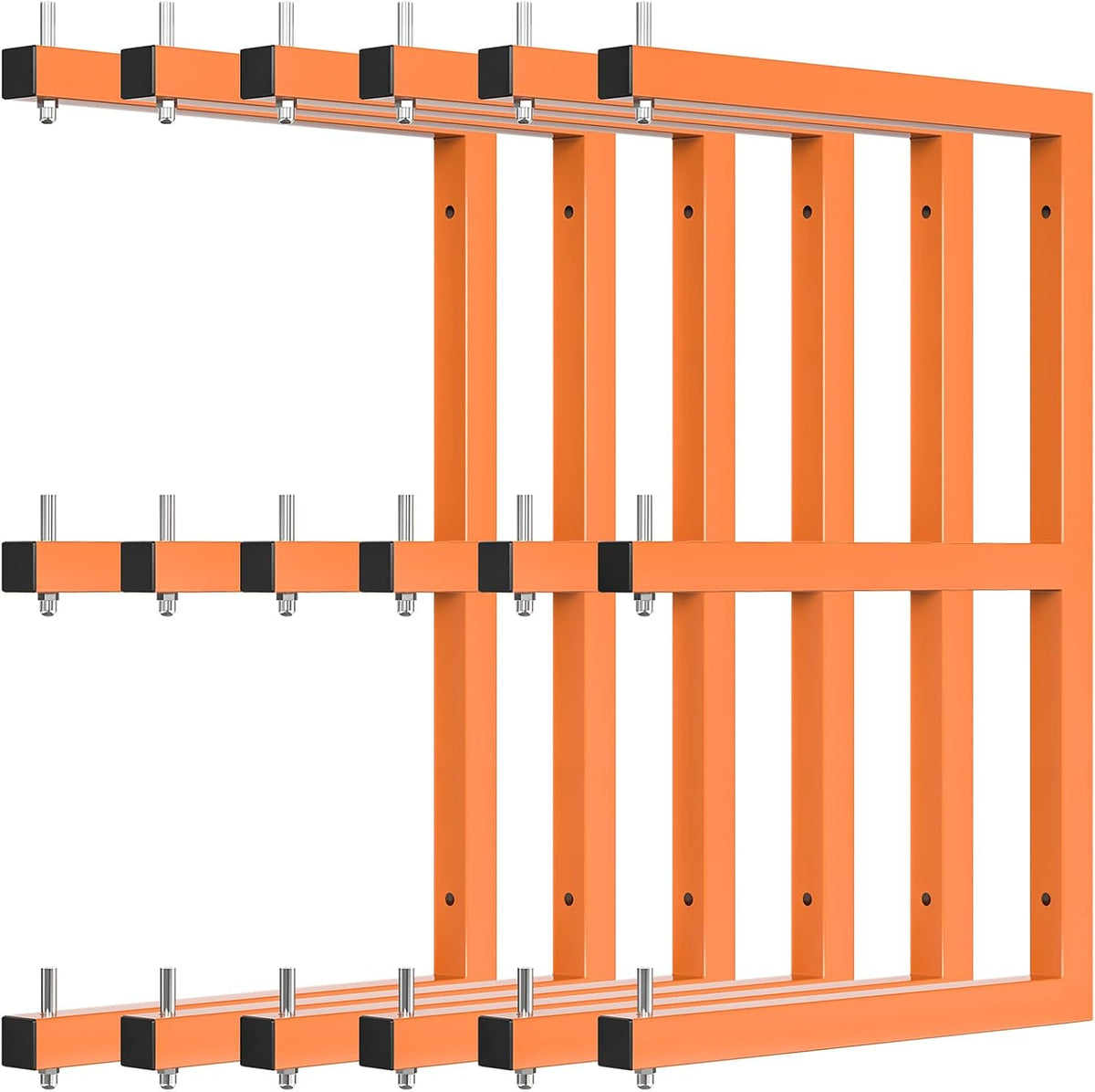 Lumber Rack Wall-Mounted Lumber Storage Rack, Heavy Duty Wood Storage Racks with 9-Level System, 1980 LB Sturdy Garage Wood Organizer, Orange Lumber Metal Racks for Indoor and Outdoor (6 Pack)