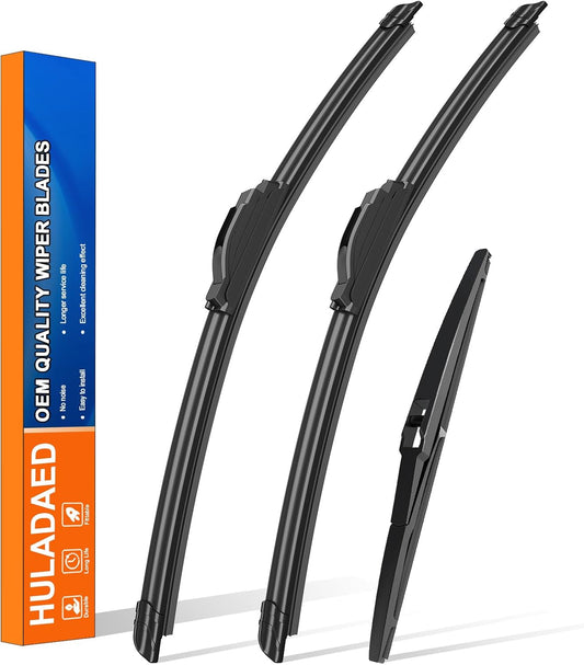 HULADAED® 24''+18''+12'' Windshield Wipers Replacement for Kia Sportage 2016 2015 2014 2013 2012 2011,Silicone Front Rear Wiper blades for MY Car-All Weather & Quiet(3 PACK)
