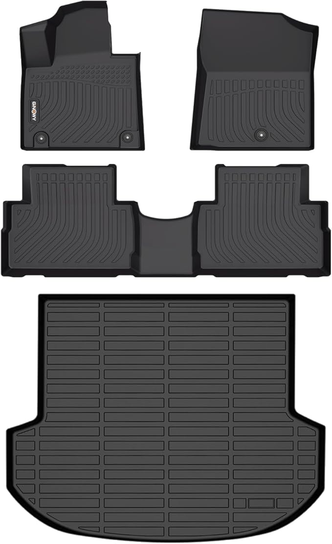 GINOWY- Floor Mats & Cargo Liner for Hyundai Santa Fe 2023-2021, TPE All Weather Protection Santa Fe Car Mats, Non-Slip Trunk Mat, Waterproof Santa Fe Car Accessories Floor Liners, Black
