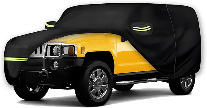 Waterproof Car Covers for Hummer H2 SUV 2002-2009 (Black) 210T Custom 6 Layers Heavy Duty Waterproof All Weather Protection Outdoor