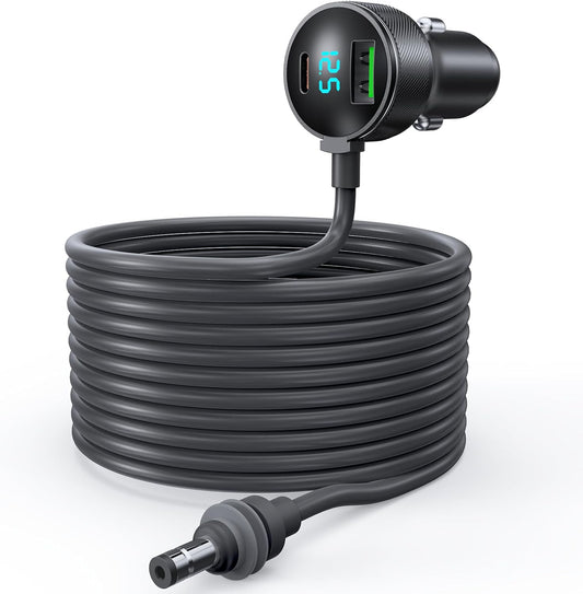 3-in-1 Starlink Mini Cable, Car Charger with Digital Display | 40W USB-C PD & 35W USB-A Ports | All-Weather Shielded Cable for RV, Truck, Boat (12V-48V) (16.4ft)