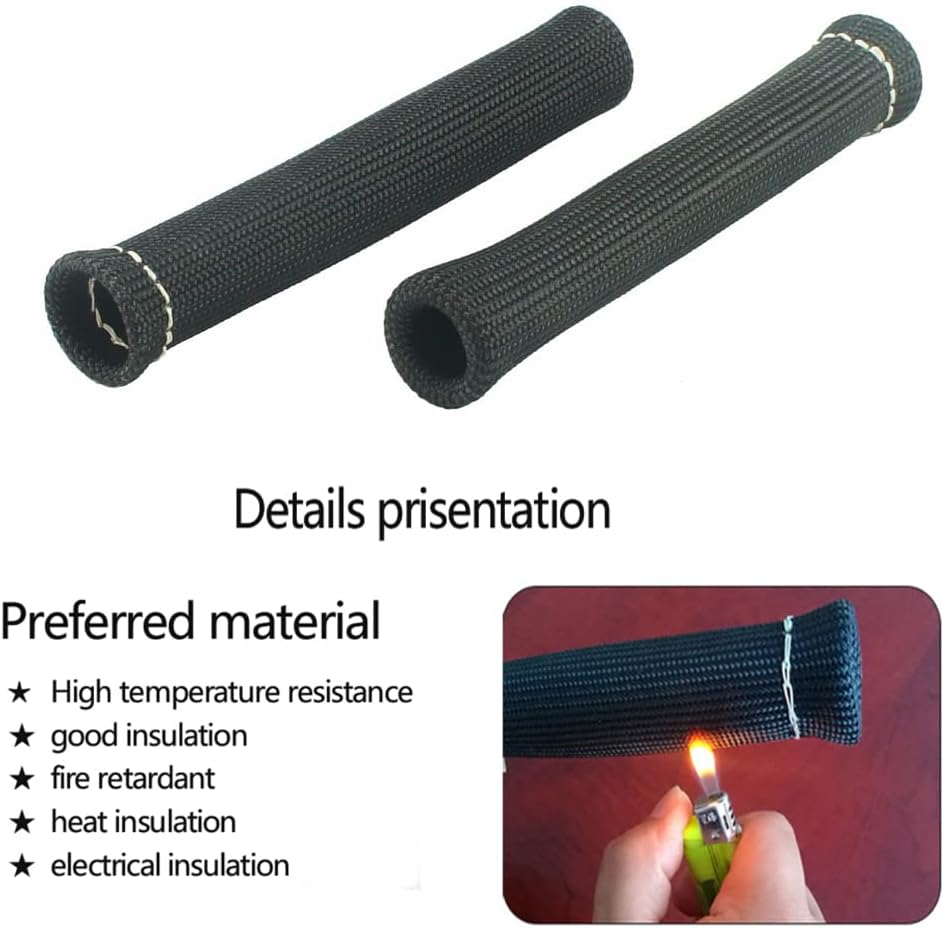 Spark Plug Wire Boots Thermal Protection Insulator Sleeve, 1200 Degree Heat shield Cover Wrap 6 inch for Car Truck 8PCS(black)