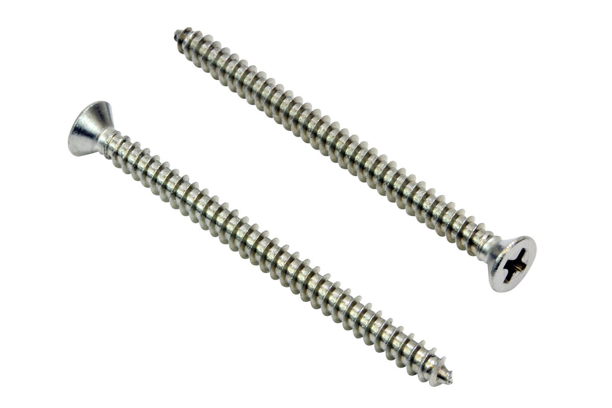 Bolt Dropper #4 x 1-1/4" Stainless Steel Flat Head Phillips Wood Screw, (100 pc), 18-8 (304) Stainless Steel Sheet Metal Screws - Type A Point, Plain Finish