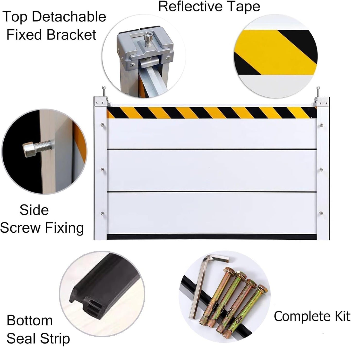 Reusable Heavy Duty Aluminum Flood Barriers for Home Exterior, Flood Protection Barriers Water Barrier Door Quick Detachable Garage Doors Detachable Mobile Rain Water Baffle ( H 15.7 inch L 14.5FT)