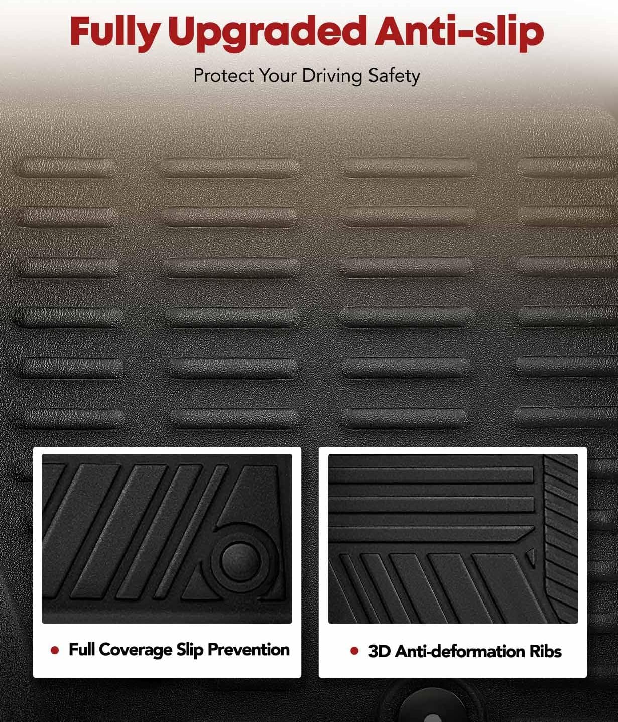 YHTAUTO Floor Mats & Cargo Liner Fit for 2018-2024 Chevrolet Traverse 7 Seats with 2nd Row Bucket Seat, TPE Rubber All Weather Floor Liner, Traverse Accessories Odorless Car Mat