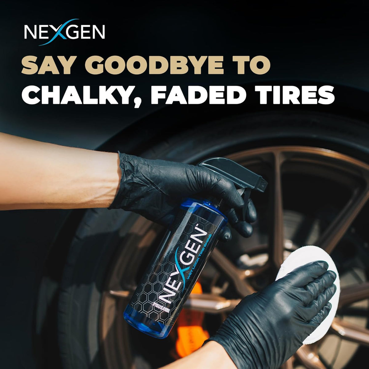 Nexgen Wet Look Tire Shine (Gallon) - High-Gloss Finish & UV Protection - Keeps Tires & Trim Fresh - On-The-Go Car Detailing - Car Cleaning Supplies - for Tires, Plastic, Rubber, & Vinyl