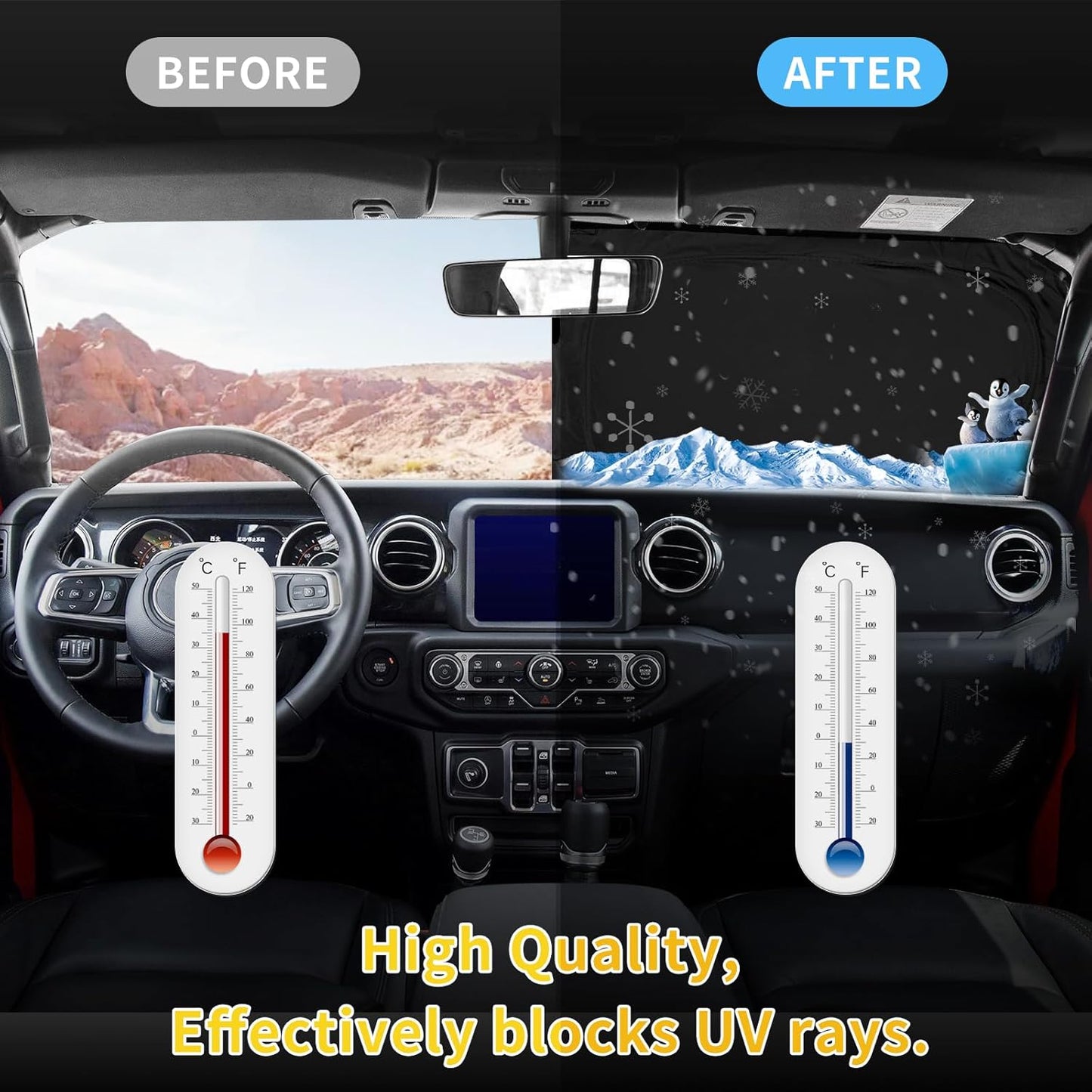 Car Windshield Sun Shade for Honda CRV 2023 2024 2025 2026, 4-Layer Front Window Shade Cover Protector Custom Fit CR-V SUV Accessories Sun Visor Screen 240T Retractable Sunshade Blocks UV Rays