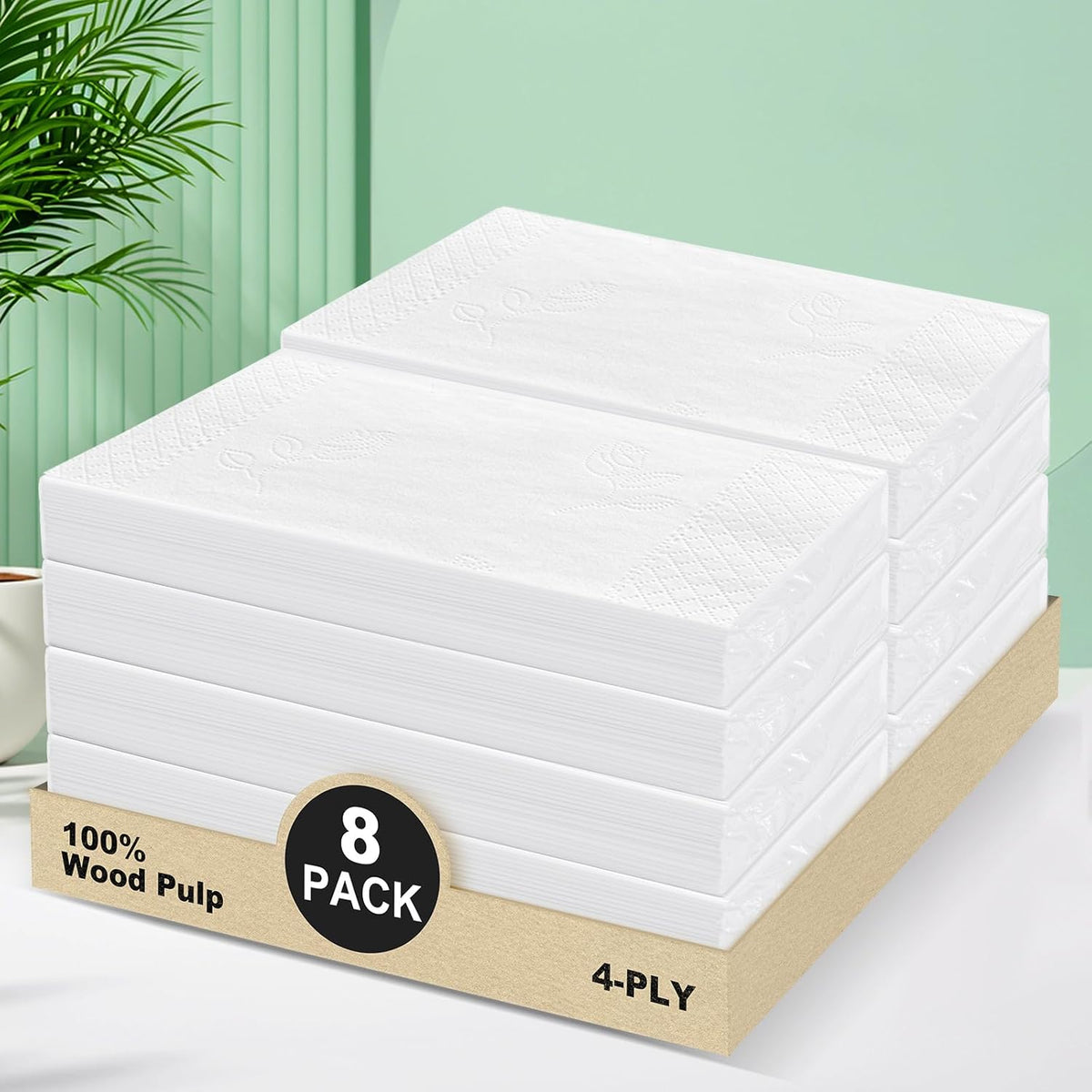 4-Ply Car Tissue Refills (960 Layers) - 8 Pack Travel Size Tissues, Soft & Strong Disposable Facial Tissues for Car, Office, Home - 240 Sheets