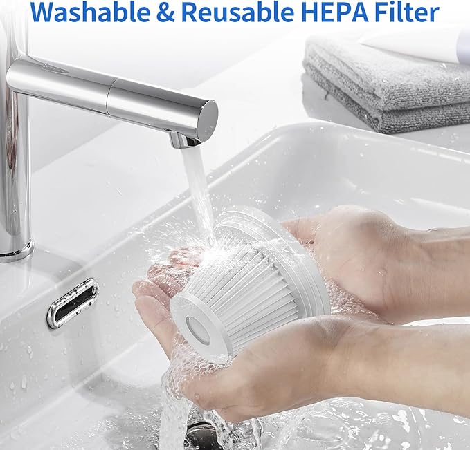 Car Vacuum,Portable & Foldable 21000PA & Air Duster, Cordless Handheld, High-Power Brushless Motor, 3-Speed Settings, 6000mAh Battery, Washable HEPA Filter for Home, Car, Office & Camping