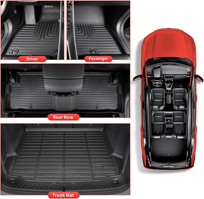 Wayhigh-All Weather Floor Mats & Cargo Liner Set for 2019-2024 2025 Chevy Blazer,Custom Fit TPE Heavy Duty Car Mats Chevy Blazer Accessories- Black