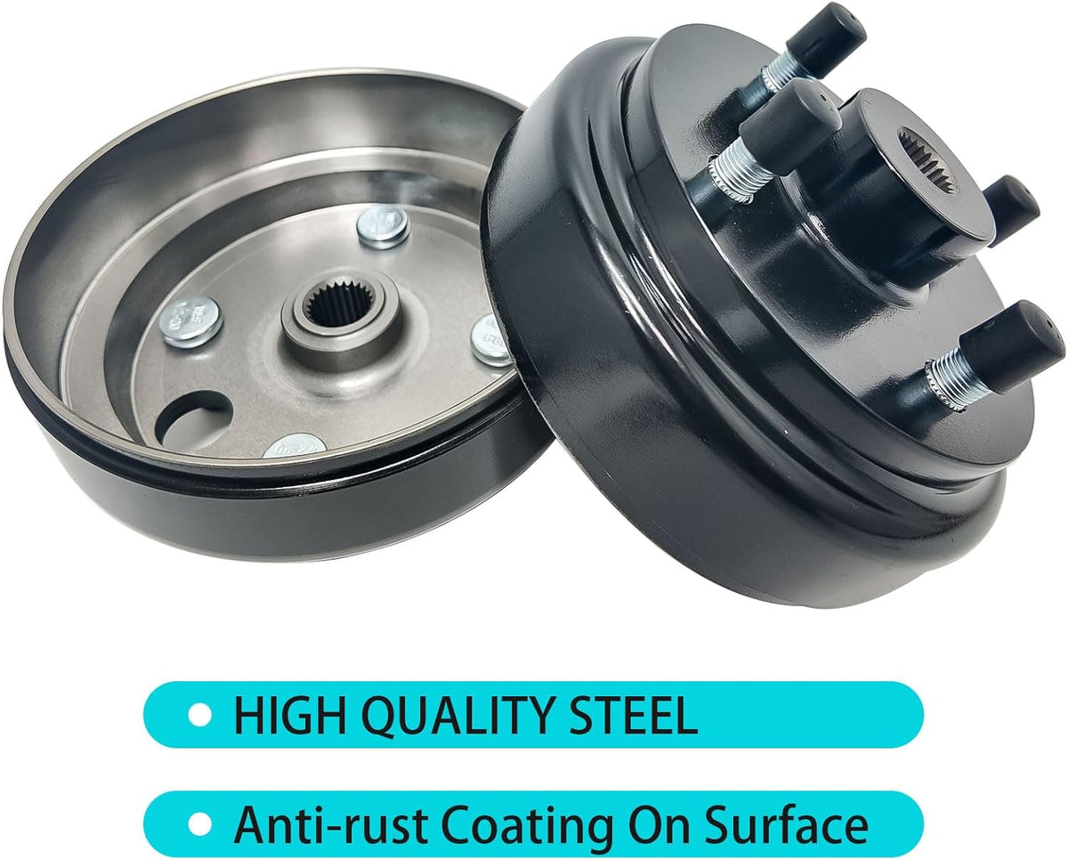 Golf Cart Brake Drum Assembly Kit for EZGO TXT, Rear Brake Drum Hub with 24 Splines Compatible with 1982-up Electric and 1982-1993 2-Cycle Gas Vehicles Replaces 19186G1P - 1 Pack