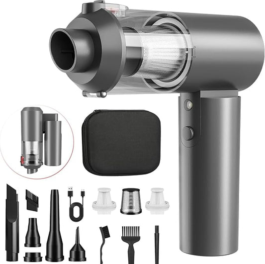 90° Foldable Car Vacuum Portable Cordless 16000PA Suction, 4-in-1 Mini Vacuum Cleaner with Brushless Motor, Handheld Vacuum for Car, Home,Office