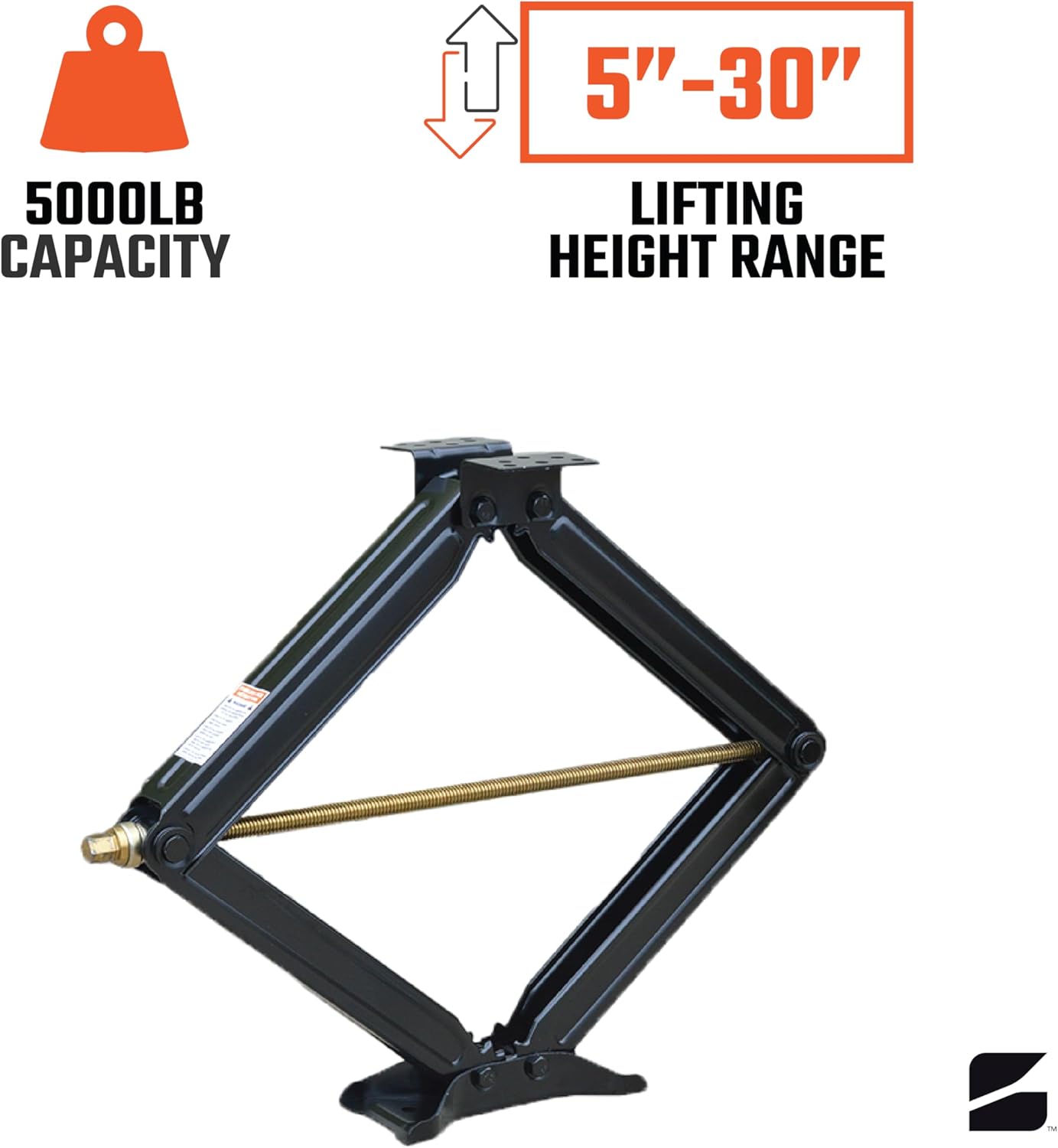 Bastion Distribution 30" Scissor Jack with Crank Handle | 5000lbs Capacity | Adjustable 5-30” Height | Spray-Tested Powder Coated | BJ-5000MSJ30