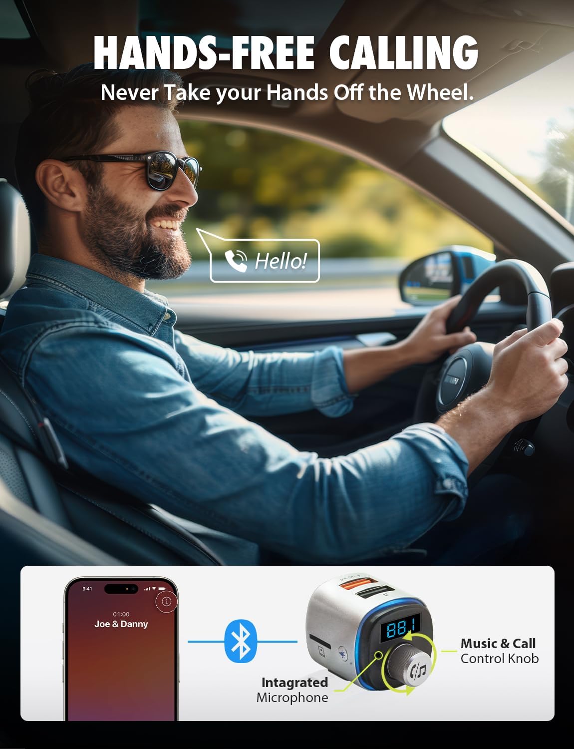 Bracketron Roadtripper Voice Car Audio Bluetooth FM Transmitter - BT5-767-2