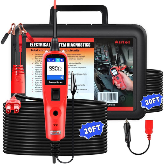 Autel PowerScan PS100 Circuit Tester, 12V 24V Automotive Electrical Tester, Circuit Breaker Finder, AC/DC/Continuity/Signal Test, Component Activation, Power Circuit Probe Kit with 40ft Cable
