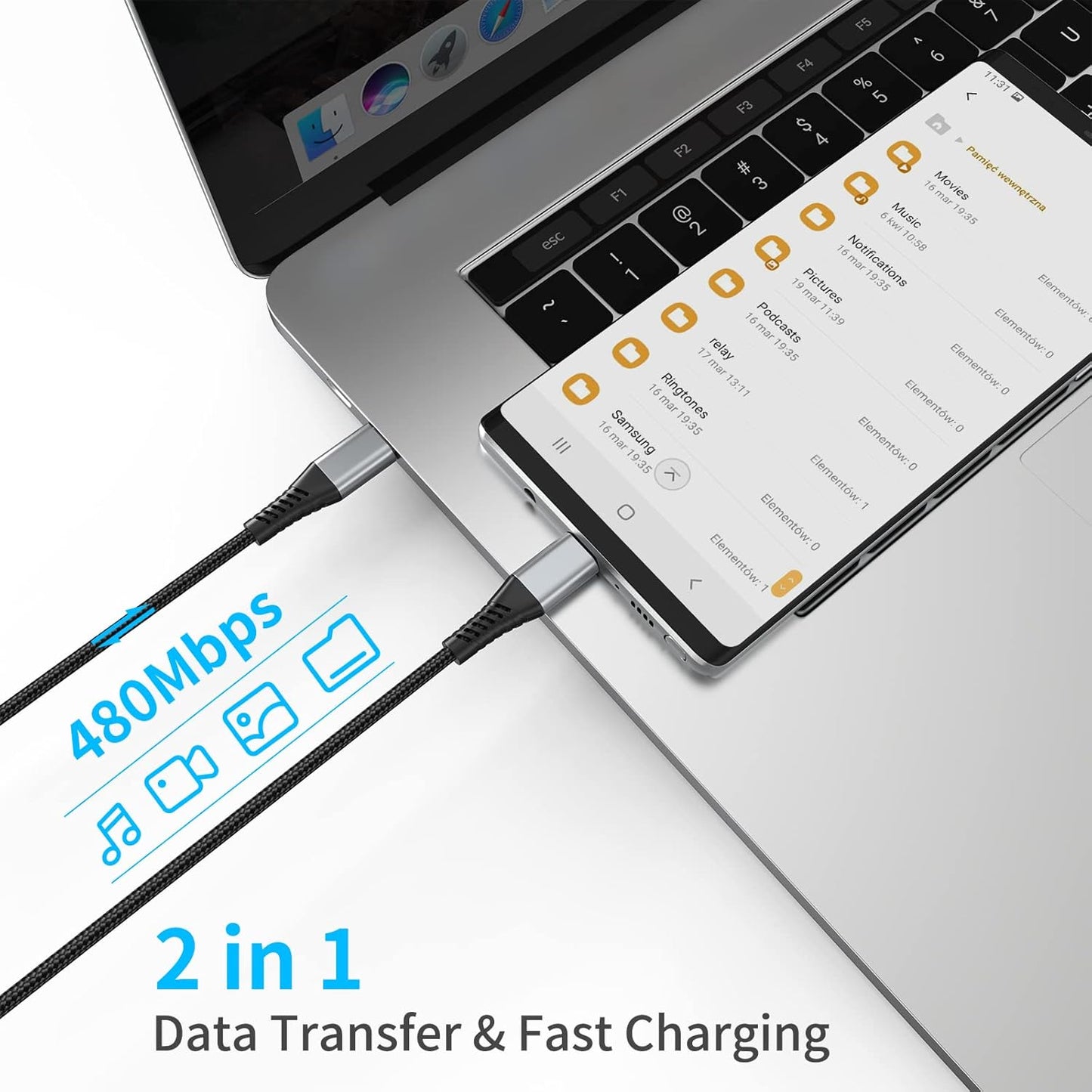 6 inch Braided USB C to C Charger Cable - 3-Pack, 0.5ft, PD Fast Charging, 60W for Samsung Galaxy S23/S23 Ultra, Moto G8, Google Pixel, iPhone 15/16 Pro Max