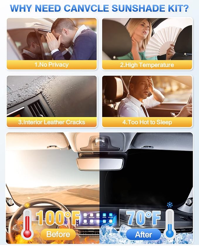 Windshield Sun Shade for 2021-2025 2026 Ford Bronco 4 Door Side Rear Window Shade Cover Sun Visor Shield Privacy Protection Keep Vehicle Cool Black 7PCS