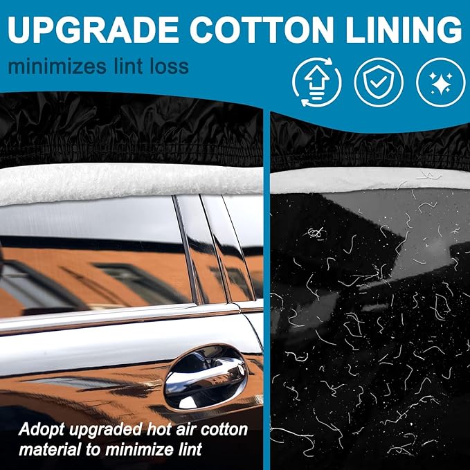 Car Cover for 1960-1980 Beetle Bug Sedan 2-Door,Full Exterior Car Covers for Automobiles All Weather Waterproof Heavy Duty,Zipper/Cotton Design Rain Snow Sun Winter UV Proof【210T Taffeta】- Black