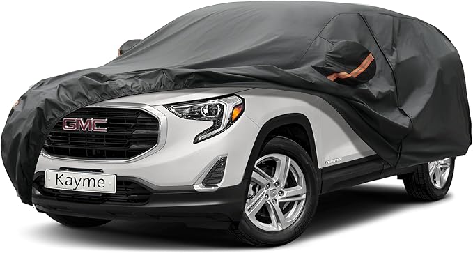 Kayme 7 Layers SUV Car Cover Custom Fit for GMC Terrain (2010-2025) Waterproof All Weather for Automobiles, Outdoor Full Cover Rain Sun UV Protection.Black