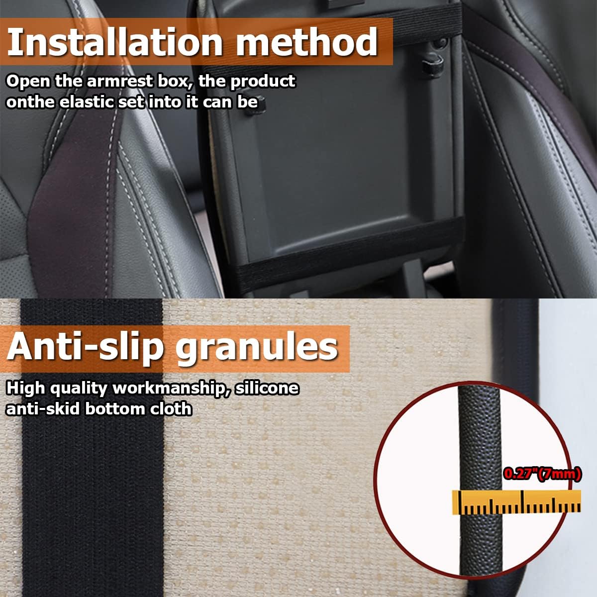 Car Center Console Cushion Pad, Universal Leather Waterproof Armrest Seat Box Cover Protector,Comfortable Car Decor Accessories Fit for Most Cars, Vehicles, SUVs (Black)