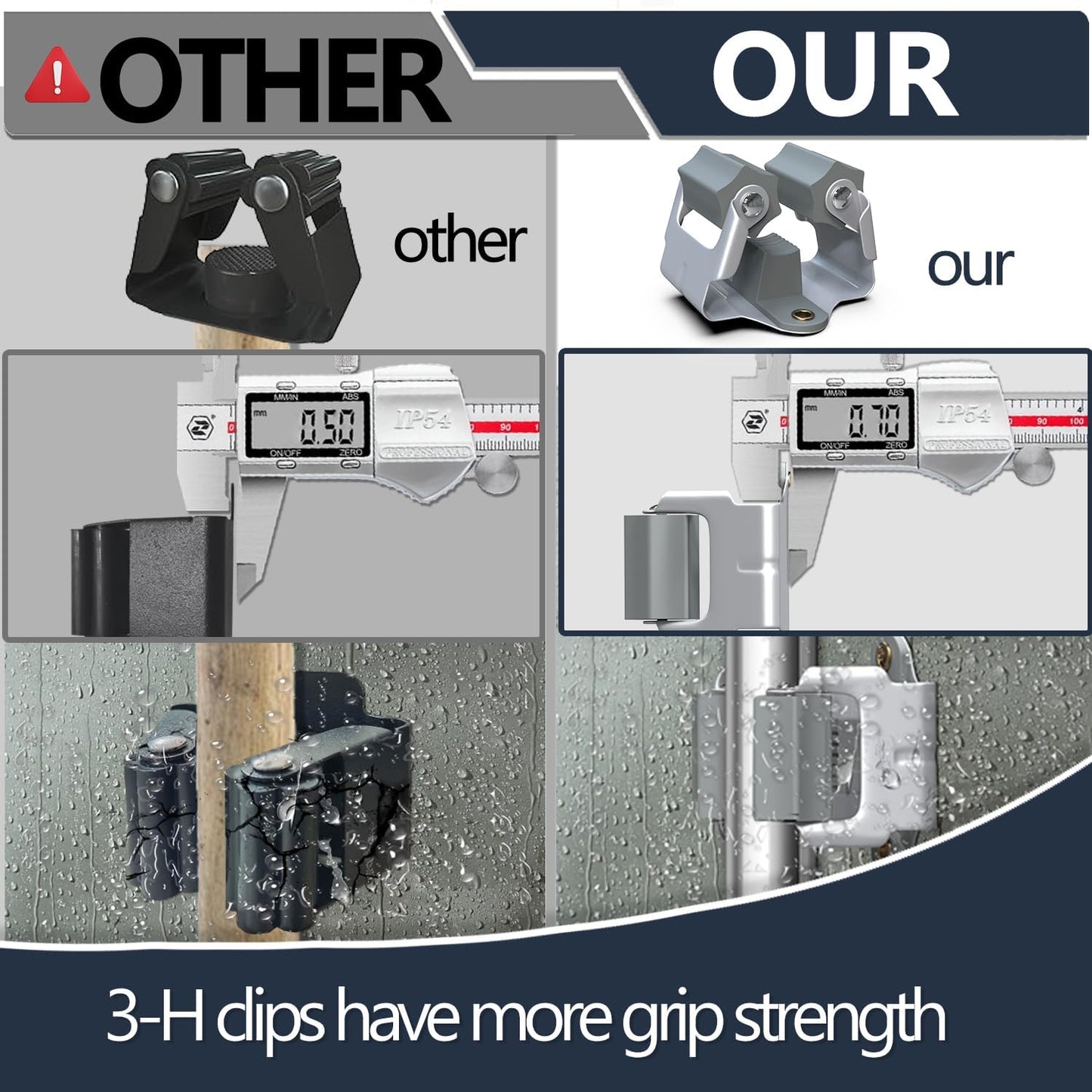 3-H 45 Pack Mop and Broom Holder Wall Mount Big Size Hanging 1 KG Extra,Broom Hanger Wall Mount for Hanging and Organizing Shove Rake Yard Tools in Shed Kitchen Laundry Room Bathroom Garden(grey)