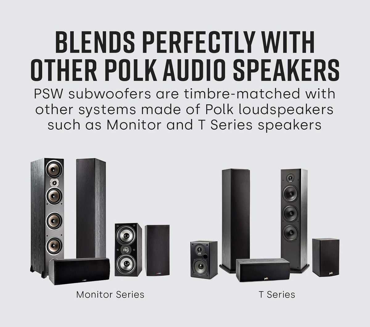 Polk Audio PSW10 10" Powered Subwoofer – Power Port Technology, Up to 100 Watts, Big Bass in Compact Design, Easy Setup with Home Theater Systems, Timbre-Matched with Monitor & T-Series Polk Speakers