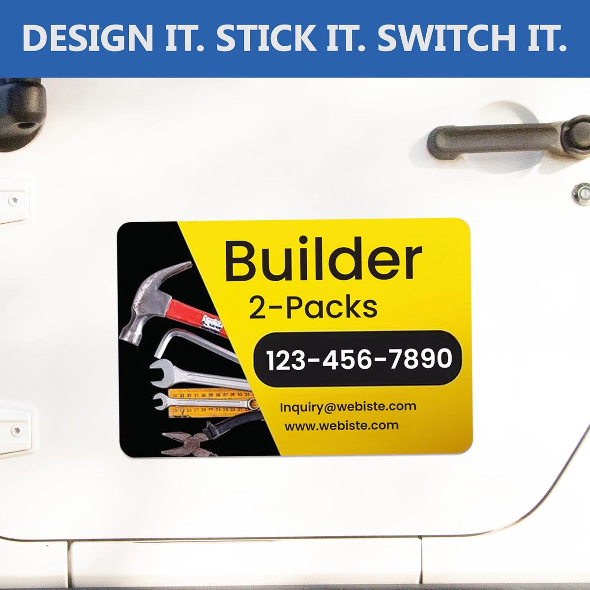 Custom Car Magnet Signs for Businesses (18"x24" Builder) 2 pk - Personalized Car Magnets for Builder, Contractor and Advertising - Advertising Magnets for Cars Door - Professionally Printed