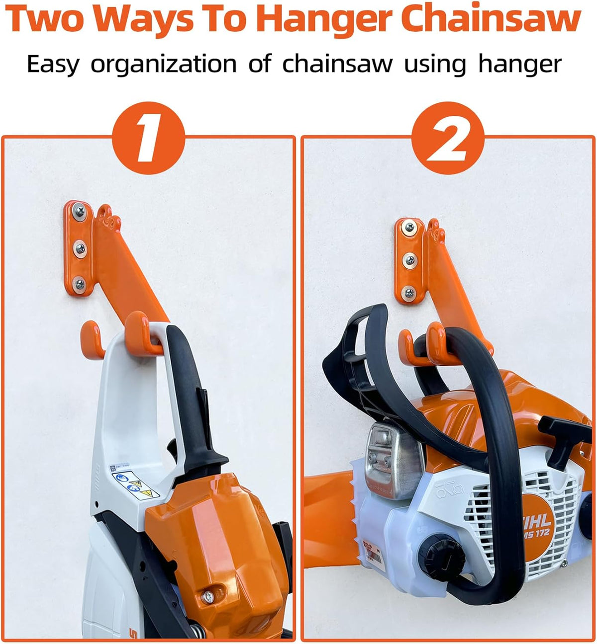 Chainsaw Hanger, 4 Pack Chainsaw Wall Mount, Heavy Duty Chainsaw Holder, Garage Organization Garage Storage Shed Organizer Mounted Chainsaw Rack