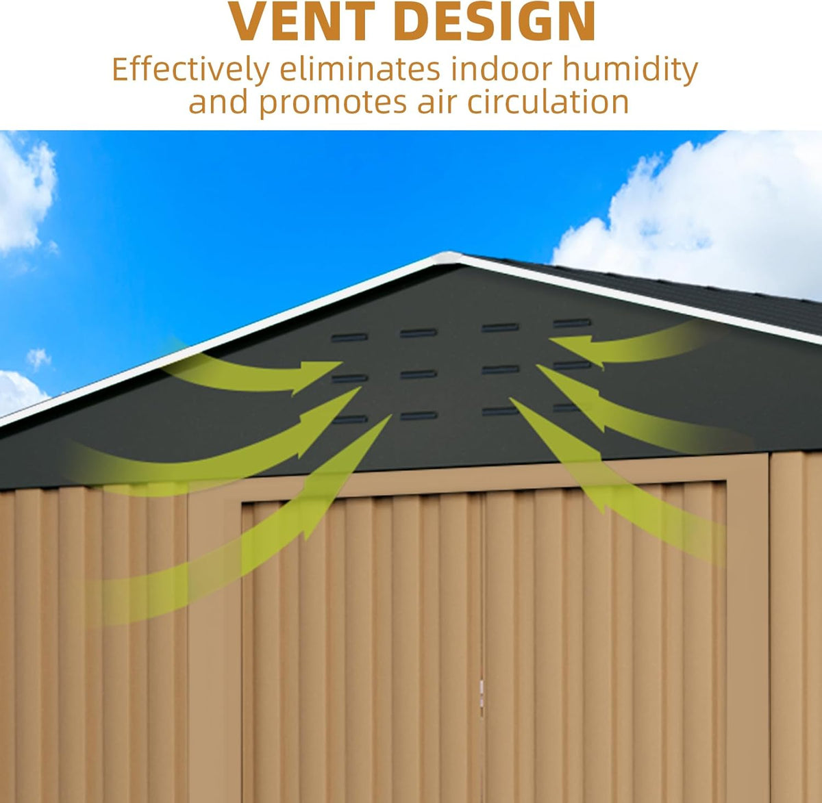 Outdoor Storage Shed,8x8 FT Metal Garden Shed with Lockable Doors & Slooping Roof,Updated Reinforced Door,Tool/Bike Sheds for Backyard, Patio, Poolside,Garage
