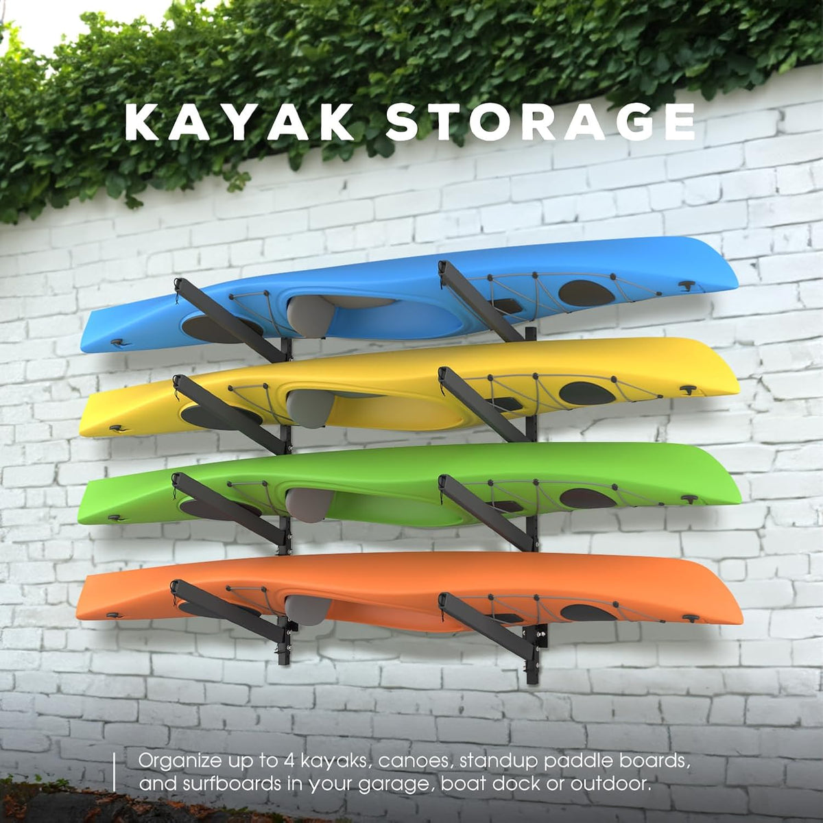 Kayak Storage Rack, Heavy Duty Freestanding Sup Storage Stand for Outdoor Use, Storage Rack for Kayaks, SUPs, Canoe and Paddleboard,…