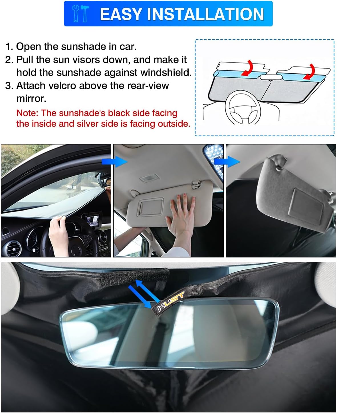 KUST Windshield Sun Shade for 2016–2022 Mercedes-Benz GLC 300 Window Shade Sun Visor Cover Foldable Blocks UV Rays Keep Your Car Cooler
