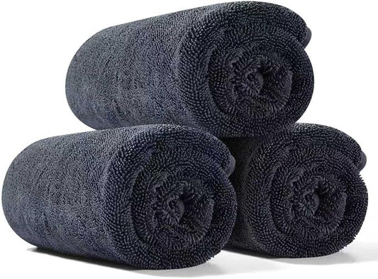 JOYMOOP Car Dry Towel, Quick Drying, Medium Size,Microfiber Cleaning Cloth, Dark Grey, 35.4 x 23.6 Inches, 3 Pack for Boates, RVs, SUVs, Trucks, Cars