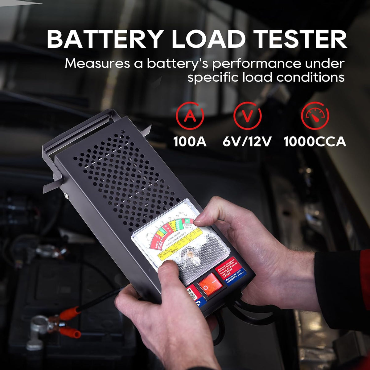 TOPDC Car Battery Tester, 6V/12V, Battery Load Tester 100-1000 CCA, Automotive Battery Tester 100 AMP, for Cars, RVs, Motorcycles, ATVs, Boats