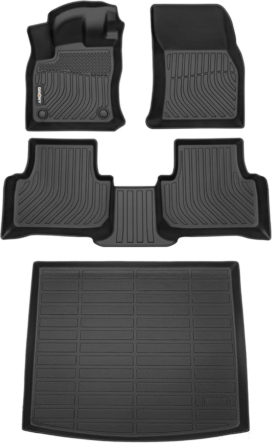 GINOWY-Floor Mats & Cargo Liner for Volkswagen VW Taos AWD 2022-2025 丨TPE All Weather Mats for VW Taos AWD Accessories Cargo Trunk Mat Trunk Liner
