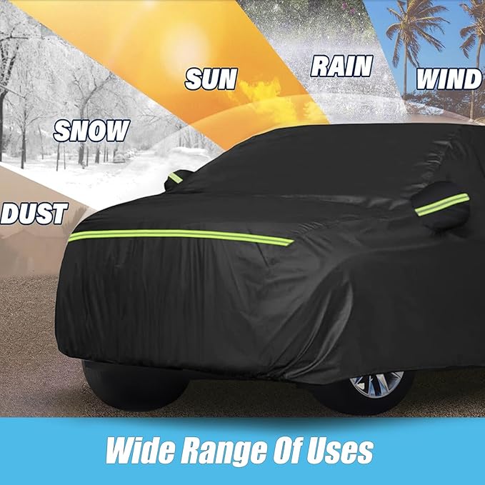 Waterproof Car Covers for 2007-2023 Chevy Suburban/GMC Yukon XL/Cadillac Escalade ESV(Black) 210T Custom 6 Layers Heavy Duty Waterproof All Weather Protection Outdoor