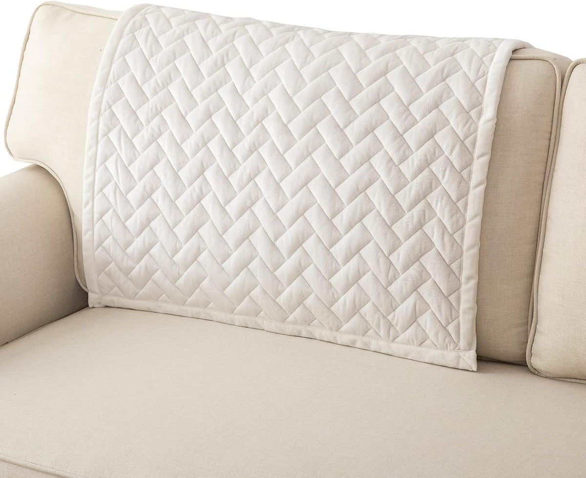 Eismodra Couch Cover,Sectional Couch Covers,Sofa Covers for 3 Cushion Couch,Anti-Slip Sofa Slipcovers for Dogs Cats Kids Loveseat Recliner L Shaped Armrest Backrest,White 36''x36''(Only 1 Piece)