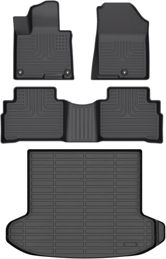 Wayhigh-All Weather Floor Mats and Cargo Liner Set Fit for Kia Sportage 2025 2024 2023(Gas ONLY) TPE Car Mats Waterproof Anti-Slip Rubber Floor Liners for Kia Sportage Accessories