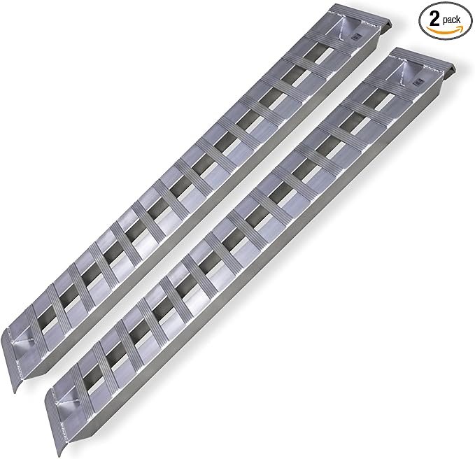 GEN-Y Hitch Heavy Duty Aluminum Loading Ramps - Set of 2, 6 Foot Long x 14 Inches Wide, 6000 lbs Capacity, Hybrid Hook and Plate Ends, Serrated Cross Rungs for Maximum Traction
