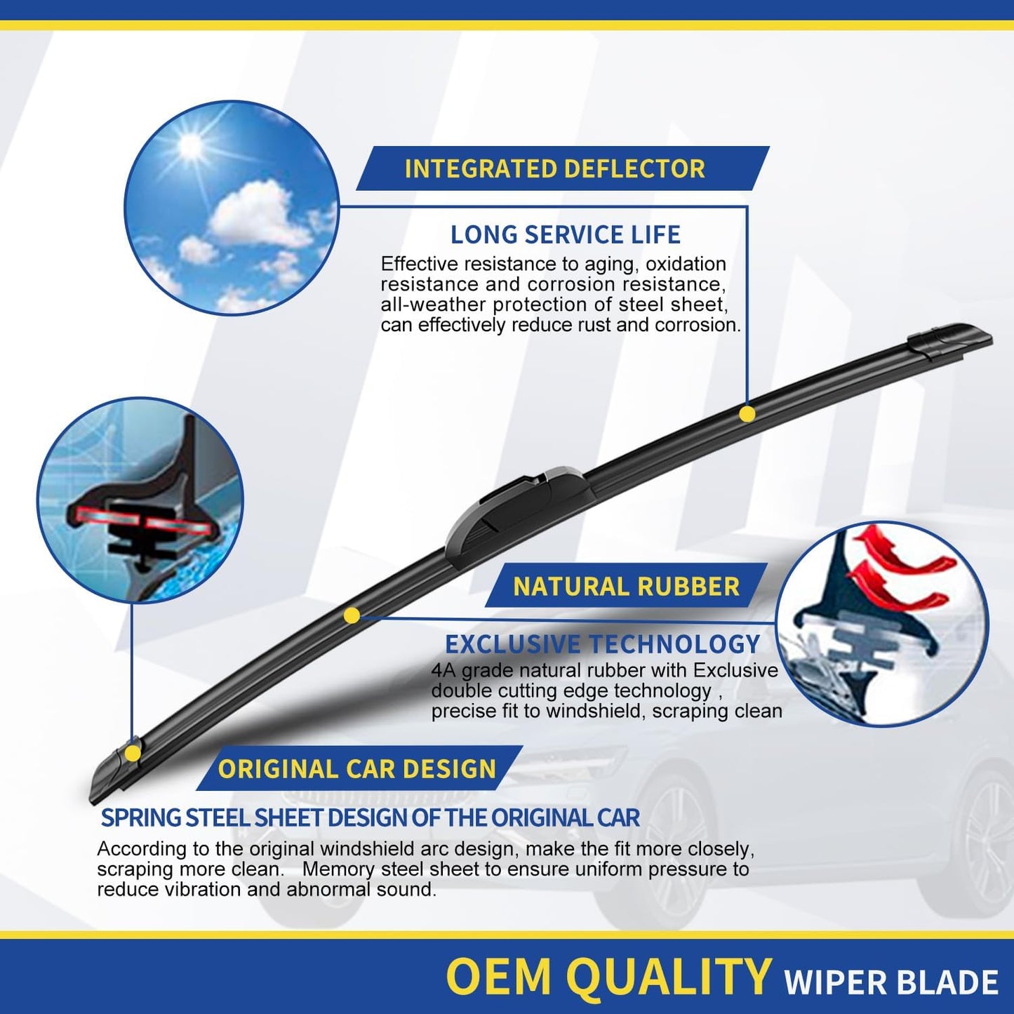 3 wipers Replacement for 2017-2020 2021 2022 Kia Niro/2019 2020 2021 2022 Kia Niro EV, Windshield Wiper Blades Original Equipment Replacement - 26"/16"/12" (Set of 3) U/J HOOK