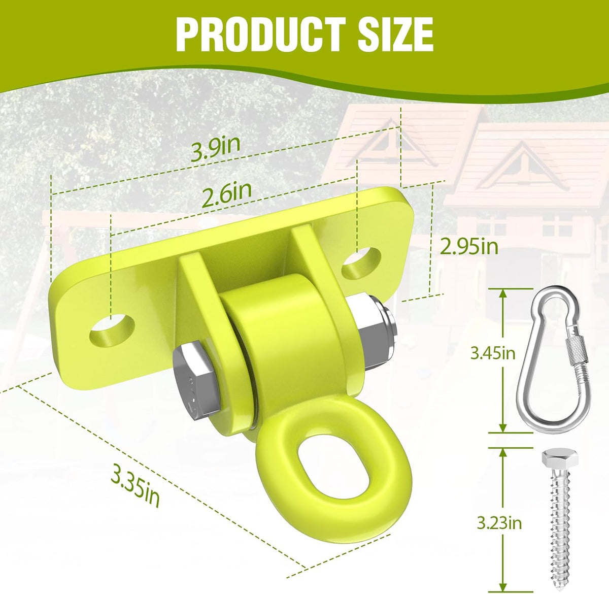 Swing Hangers, Heavy Duty Porch Swing Hanging Kit with Bearing Outdoor Playground Tree Ceiling Mount Swingset Hardware Bracket with Snap Hooks for Hammock Yoga Punching Bag Accessories 4PCS Yellow