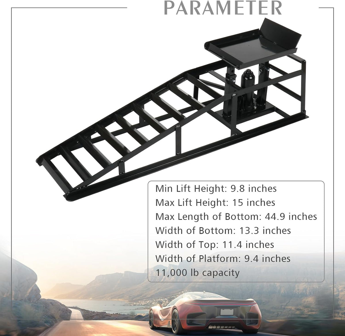 5 Ton 2 Pack Hydraulic Car Ramp Elevator 10000 Lbs for Auto Car Truck Trailer Garage Service Vehicle Ramp Lift Jack Hydraulic Lift (Black)