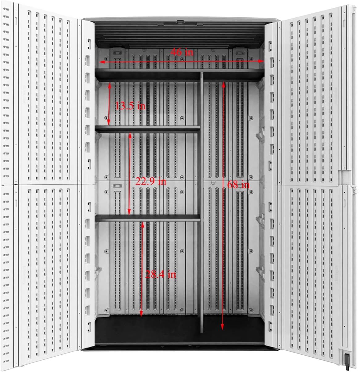 66 Cu.ft Vertical Storage Shed, Waterproof Polyethylene Resin Outdoor Storage with Floor for Garage, Pool, Bike, Garden