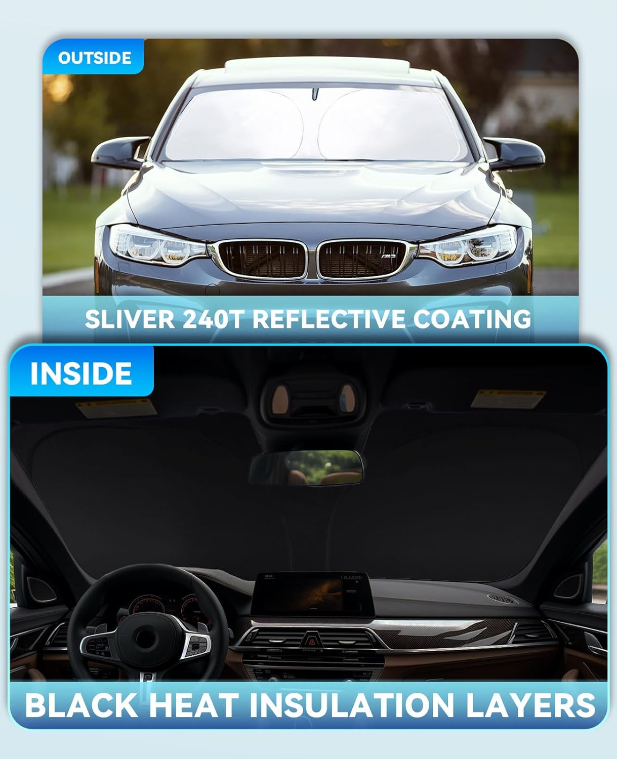 Windshield Sun Shade Car Sunshade for 2018-2025 Volkswagen VW Tiguan Accessories Windshield Sun Visor Cover for VW Tiguan Foldable Front Window Shield Protect Car from Sun Rays Heat Protection
