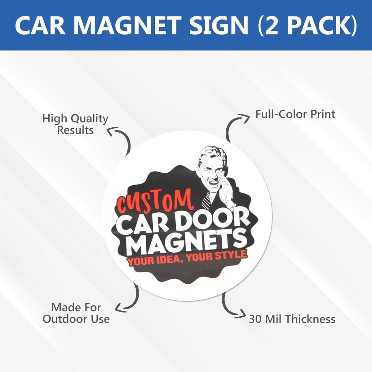 Custom Car Magnet Signs for Businesses (12" Round) 2 pk - Personalized Car Magnets for Advertising and Vehicle Promotion - Advertising Magnets for Cars Door - Professionally Printed