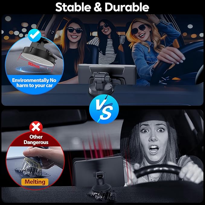 Wireless CarPlay Screen for Car - Portable Dash 9" HD IPS Screen with Strongest Suction Mount, Android Auto, GPS Navigation, Bluetooth Handsfree, Airplay, MirrorCast, Fit Most Cars