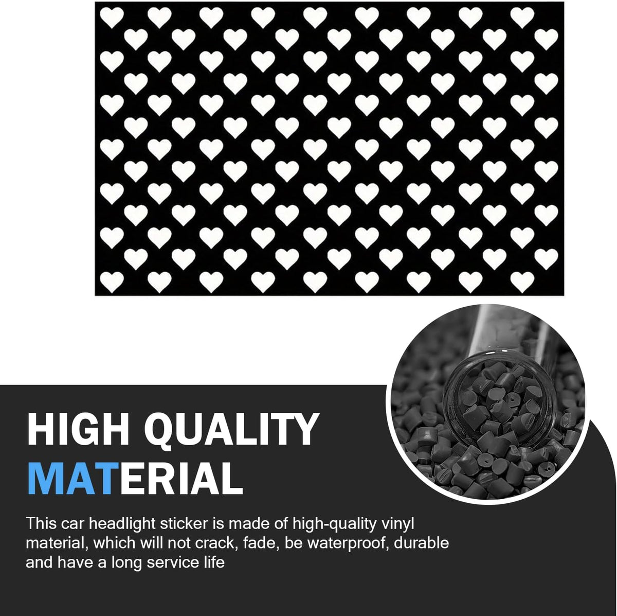 Car Rear Tail Light Lamp Stickers, Hollow Heart Pattern Sticker, Waterproof Taillight Tint Film Sheet for Car Rear Tail Lights, Funny DIY Headlamp Taillight Cover Trim (Black)